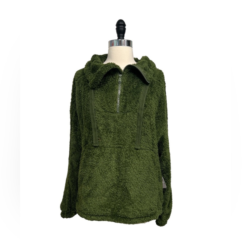 Free People Movement Army Green Fleece Pullover- Medium